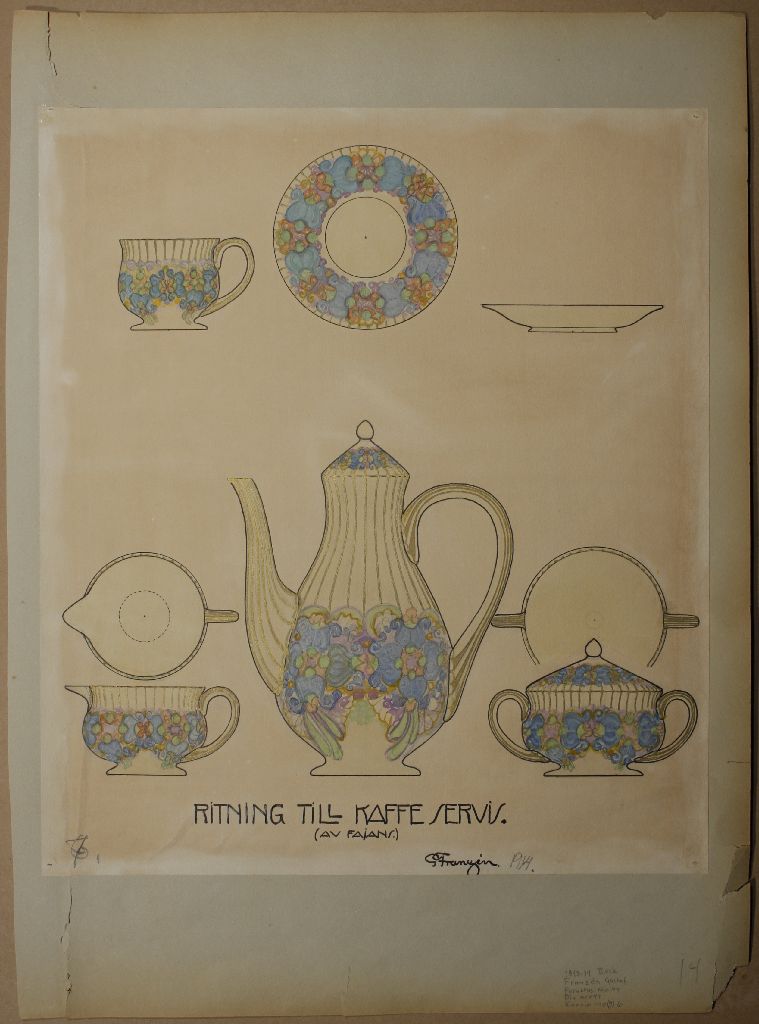 Gustaf Franzen, Ritning till kaffeservis, 1913-14 vsk II