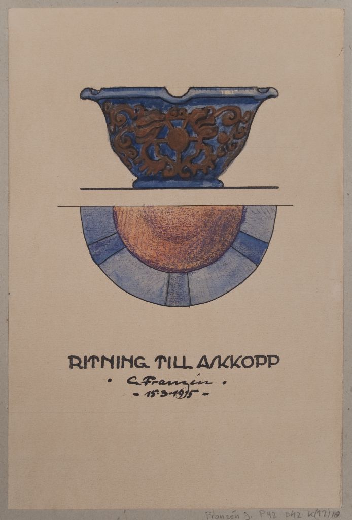 Gustaf Franzén, Ritning till askkopp, 1915