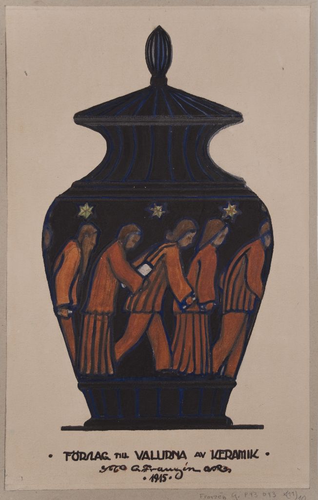 Gustaf Franzén, Förslag till valurna av keramik, 1915