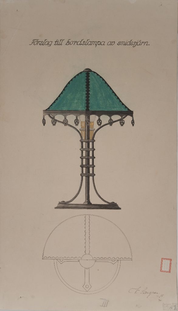 Verna Sargren, Förslag till bordslampa, 1915