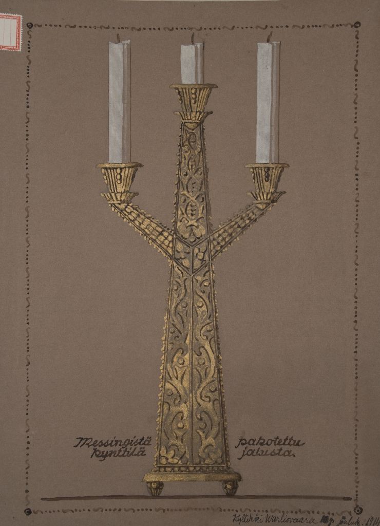 Kyllikki Vartiovaara, Messingistä pakotettu kynttilä jalusta, 1914