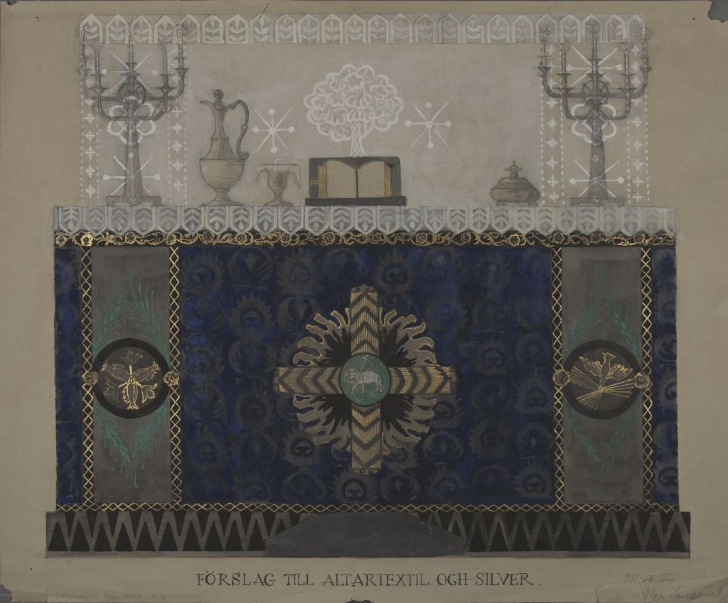 Olga Langenskjöld, Förslag till altartextil och -silver, 1916-1917