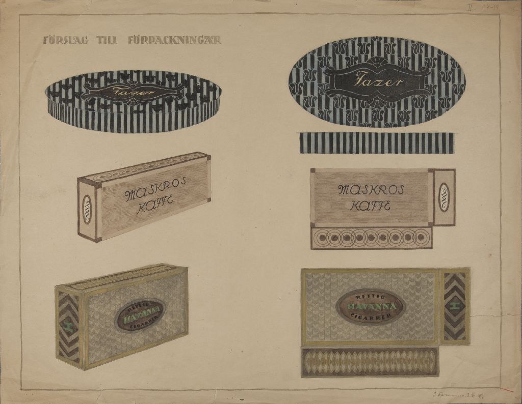 Inkeri Serenius, Förslag till förpackningar, 1918