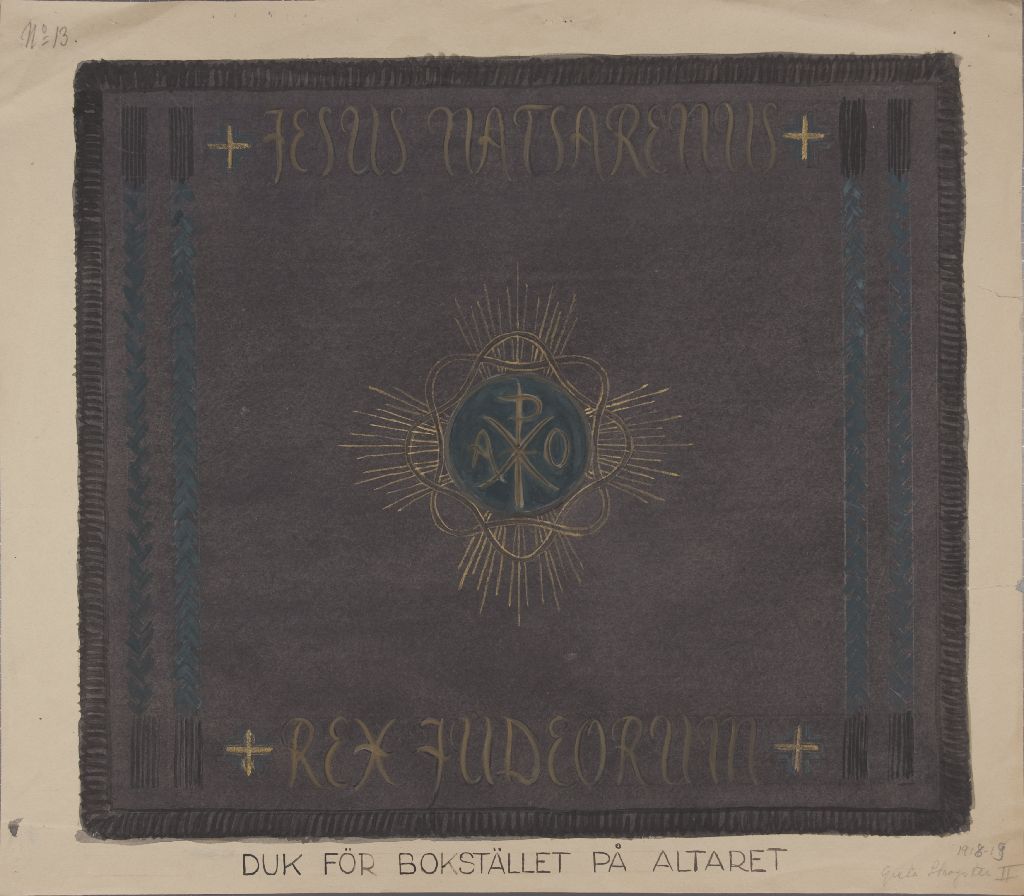 Greta Skogster, Duk för bokstället på altaret, 1918-1919