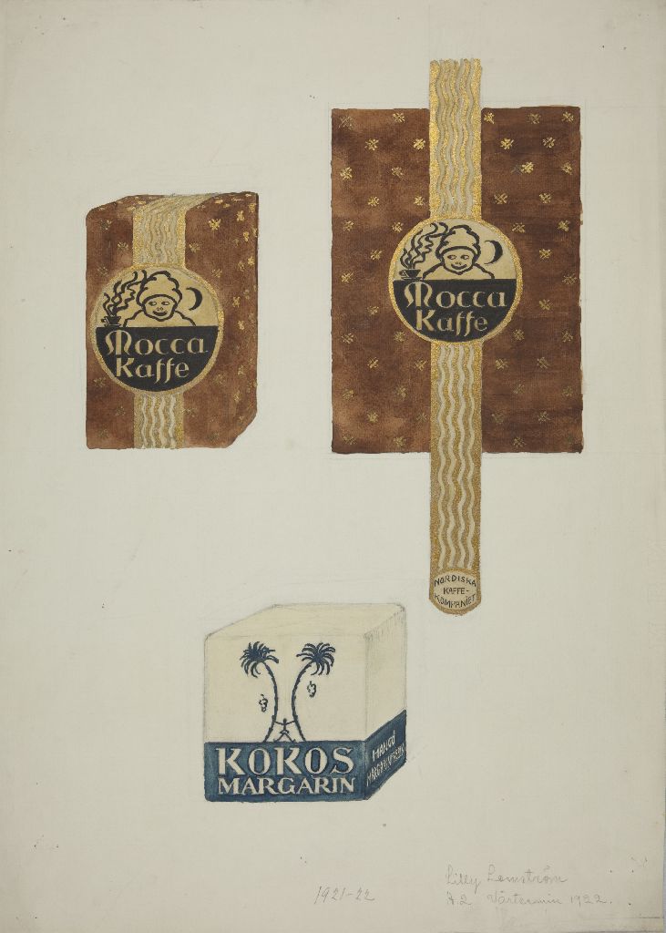 Lilly Lemström, Tuotepakkauksia, Rocca kaffe ja Kokos margarin, 1922