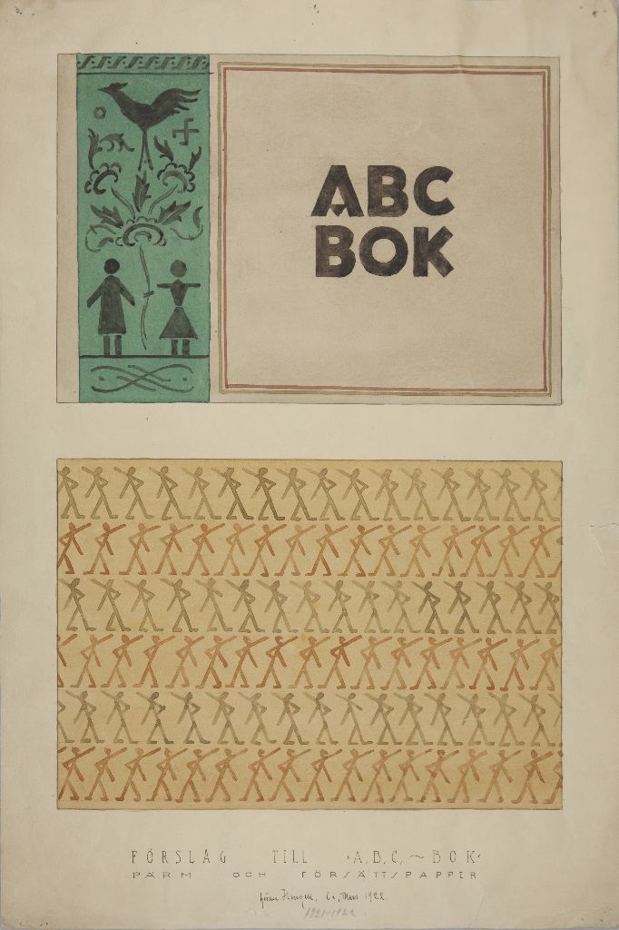 Göran Hongell, Förslag till ABC-bok, pärm och fortsättspapper, 1922