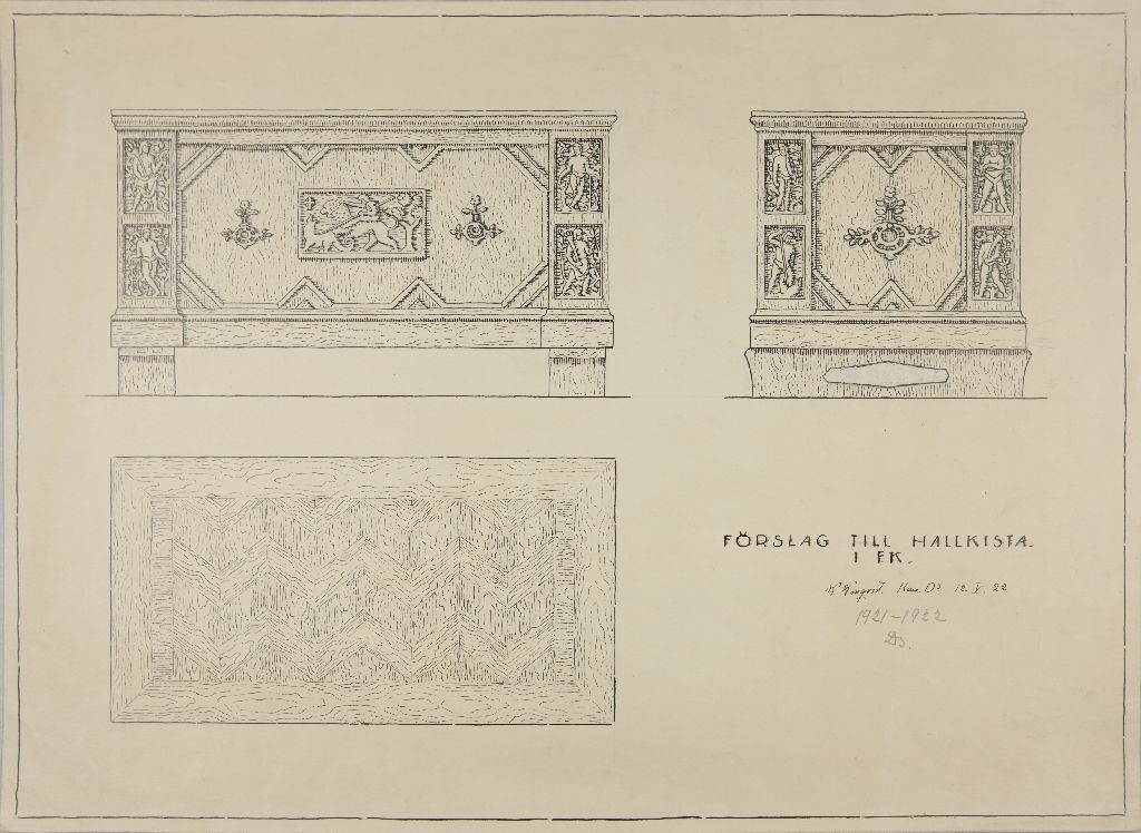 William Winqvist, Förslag till hallkista i ek, 1922