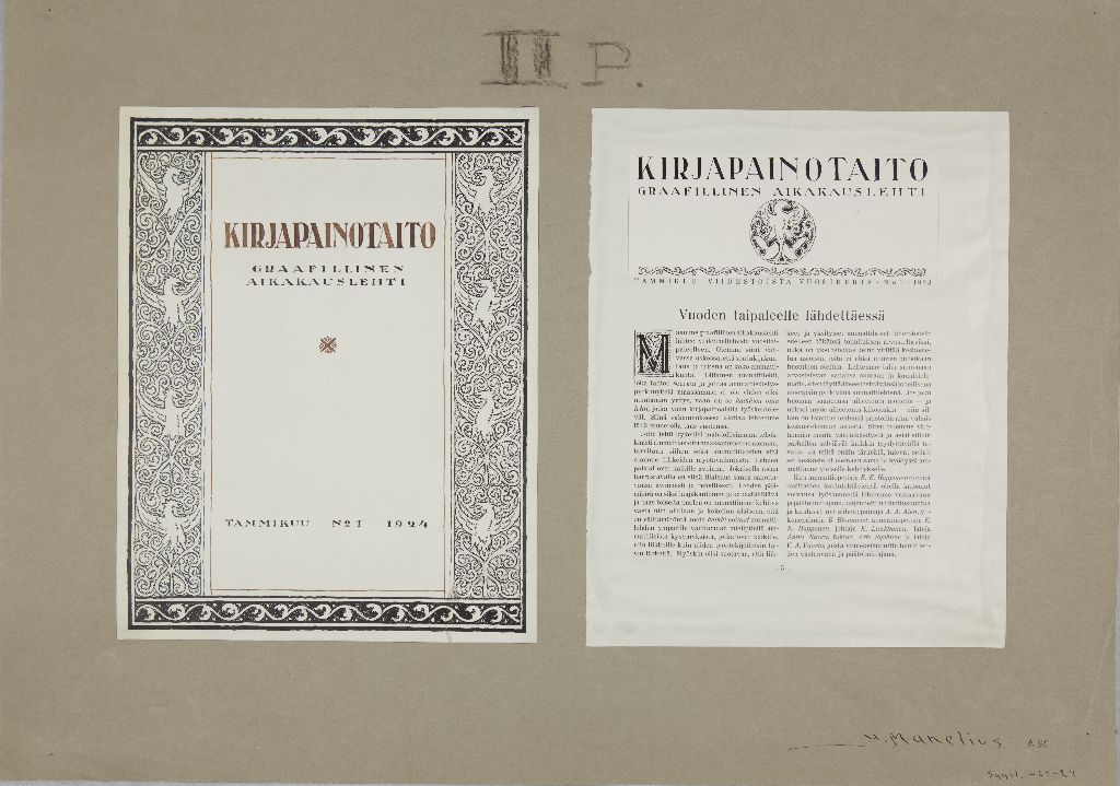 Urpo Manelius, Lehden kansi: Kirjapainotaito, 1923
