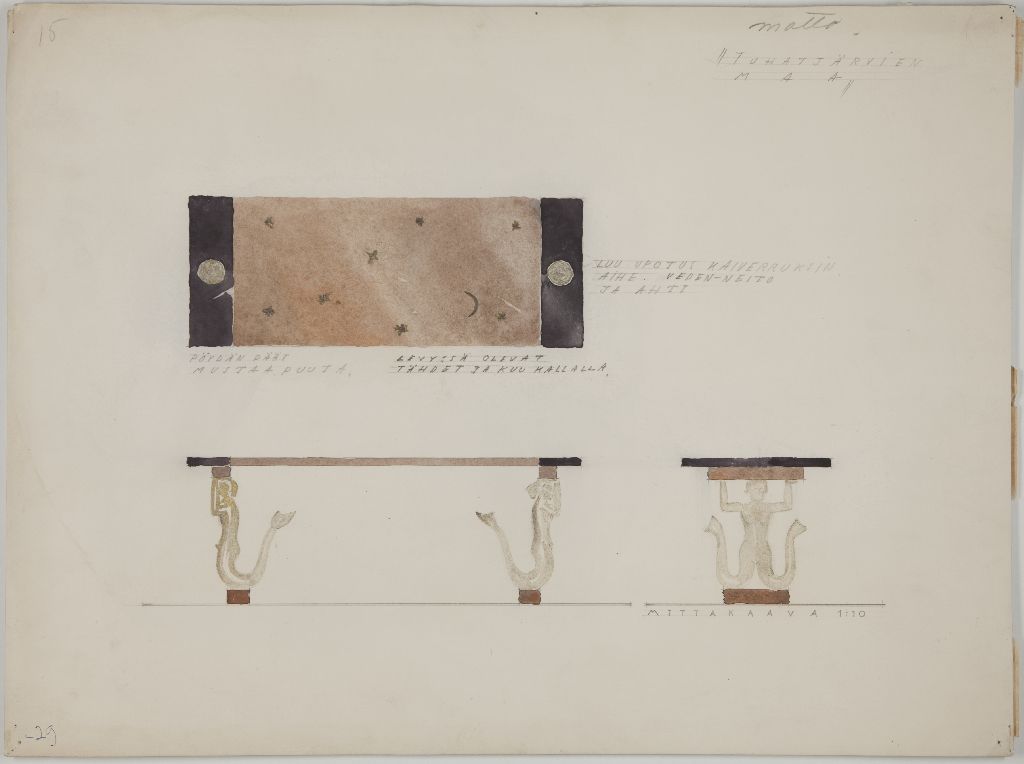 Nimetön, Kirjastopöytä; koristeelinen pöytä, 1928-1929
