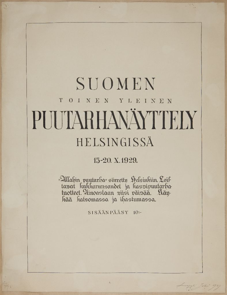 Lyyli Joki, Puutarhanäyttely -juliste, 1929