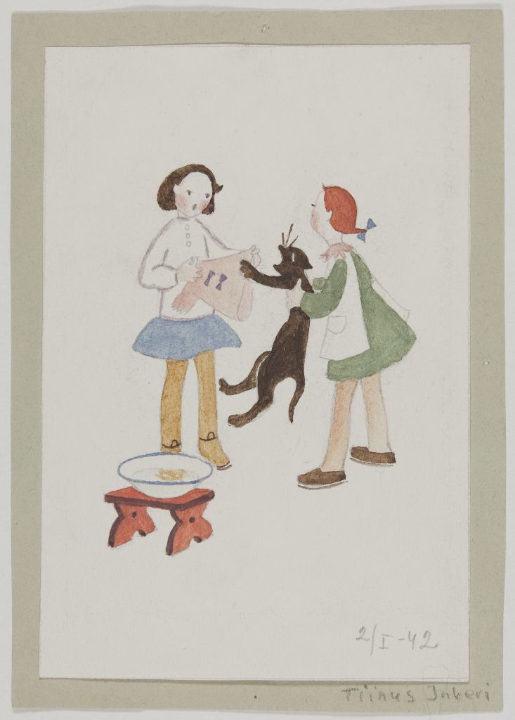 Inkeri Tiinus, Kaksi tyttöä ja kissa, 1941-1942