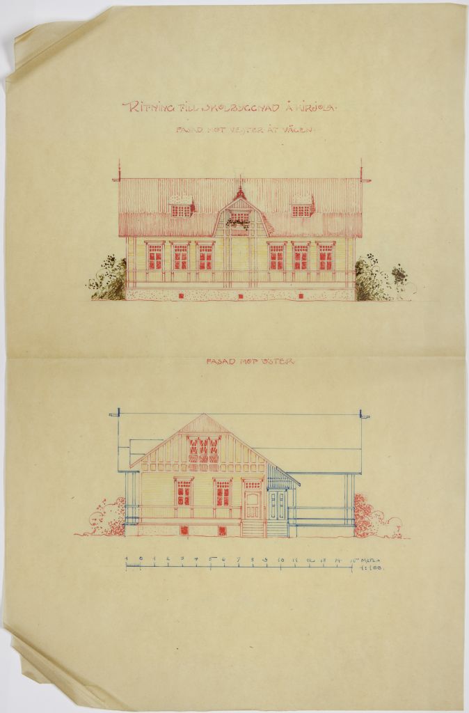 Gustaf Nyström, Kirjolan kartanon koulurakennuksen julkisivut kahteen suuntaan