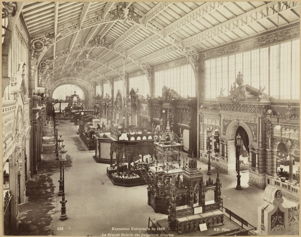 La Grande Galerie des Industries Diverses, Pariisin maailmannäyttely, 1889.