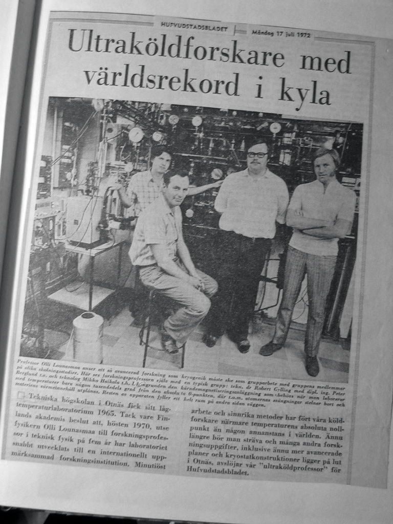 Newspaper Clippings About Low Temperature Laboratory (LTL)