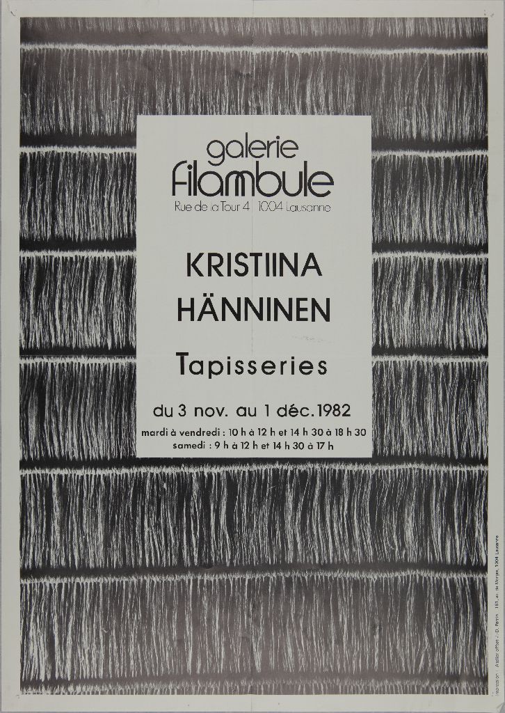 Näyttelyjuliste, Kristiina Hänninen - Tapisseries, 1982
