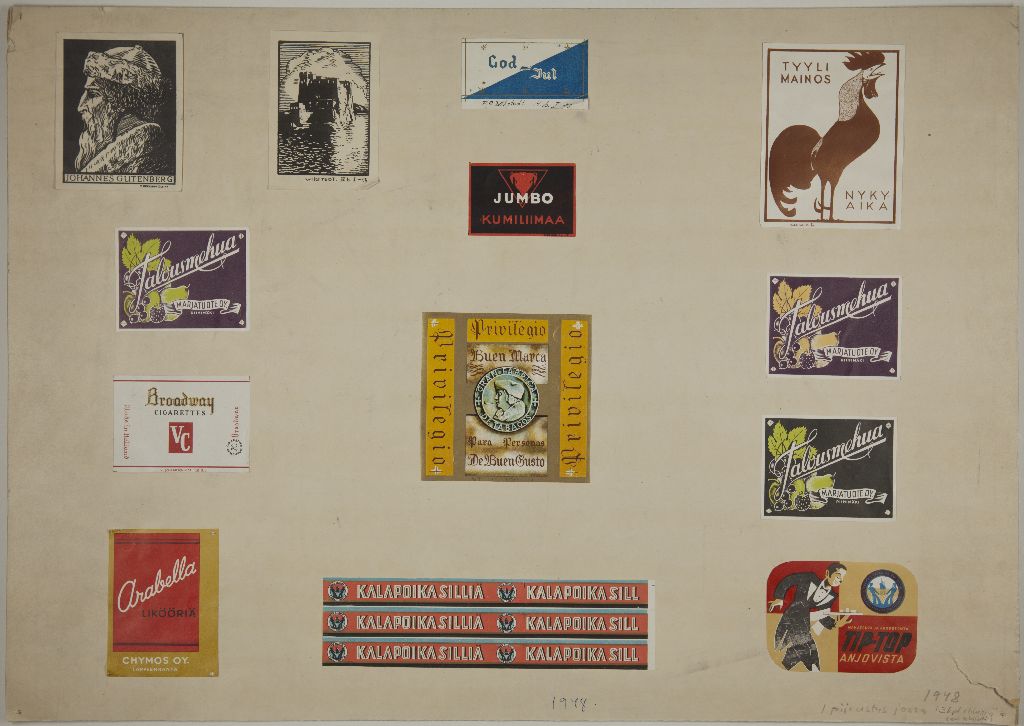 Etiketti- ja painokuvakokoelma, 1948-1949